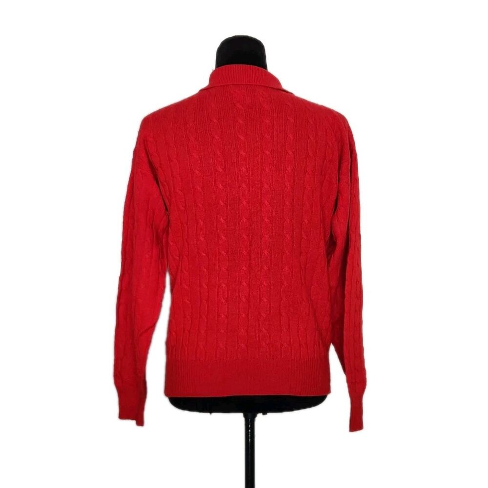 Sportwhirl Vintage 90s Red Cable Knit Cashmere Sweater Women's Size Large - Picture 3 of 6